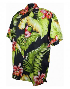 Camisa Hawaiana Negra Manoa, marca Karmakula