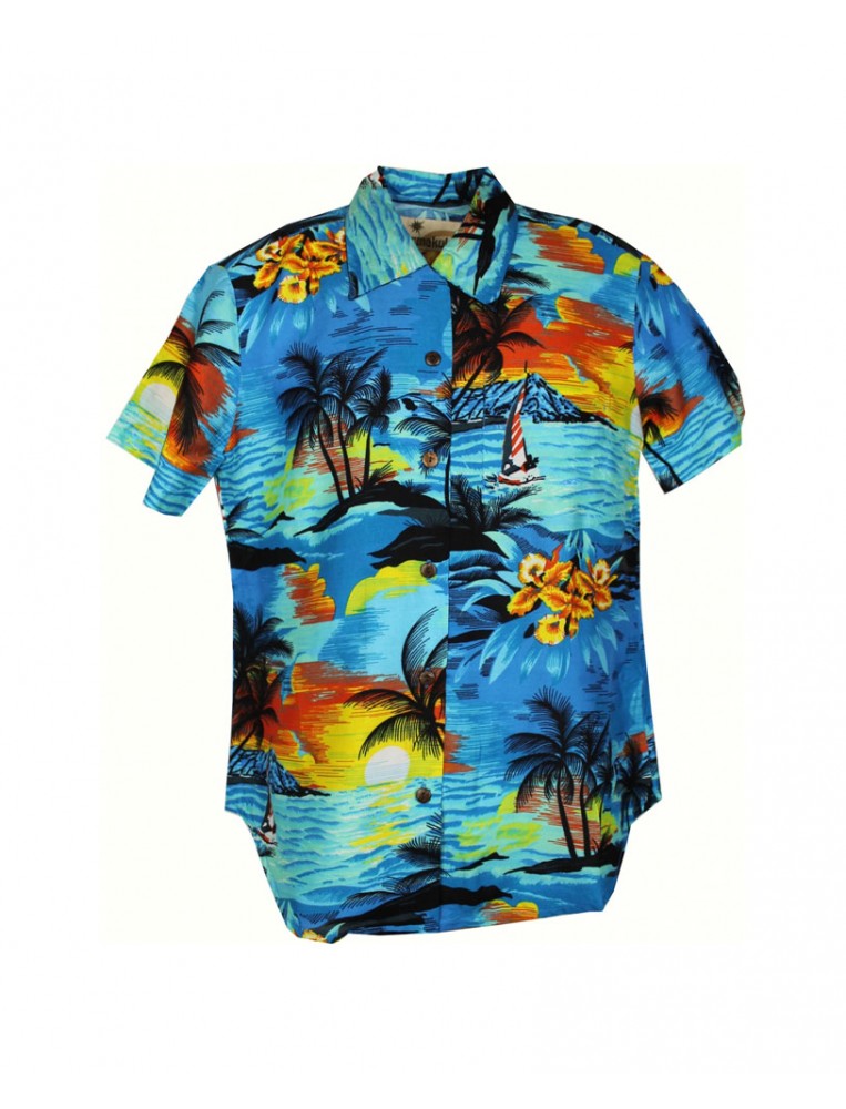 Camisa Hawaiana Puesta de Sol para mujer, marca Karmakula